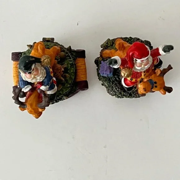 Vintage Whimsical Santa Riding ReindeerTrinket Boxes - Picture 9 of 16